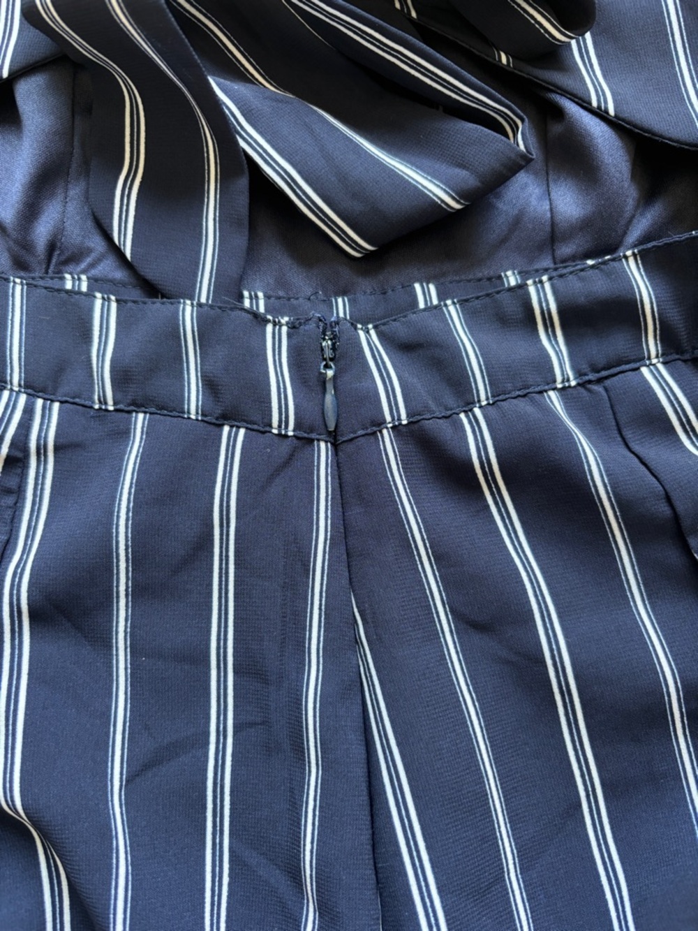 Japna Navy and White Vertical-Stripe Wide-Leg Jumpsuit Sleeveless - Picture 6 of 10